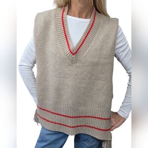 Free People One Size Oversized Sweater Vest Side Tie Boho Preppy Layering Knit